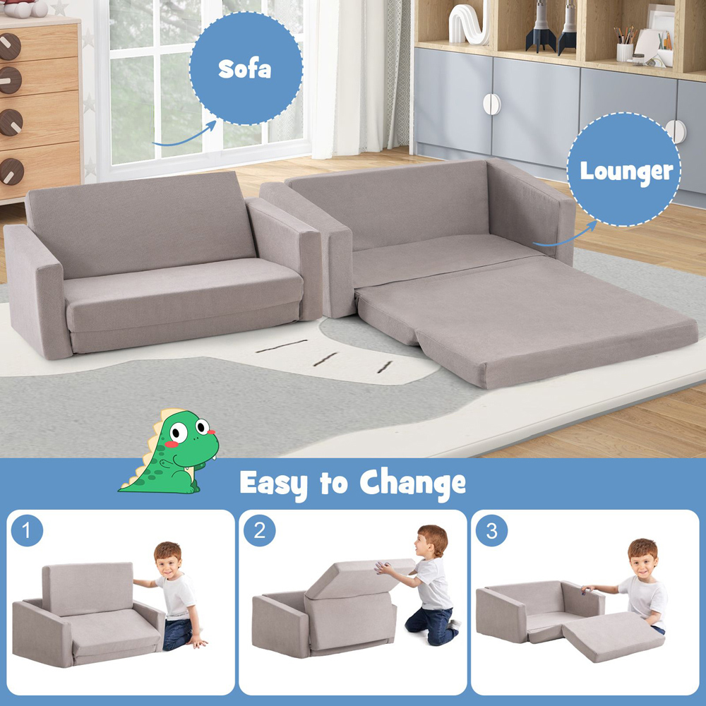 Costway Toddler Grey Sofa Bed Image 5