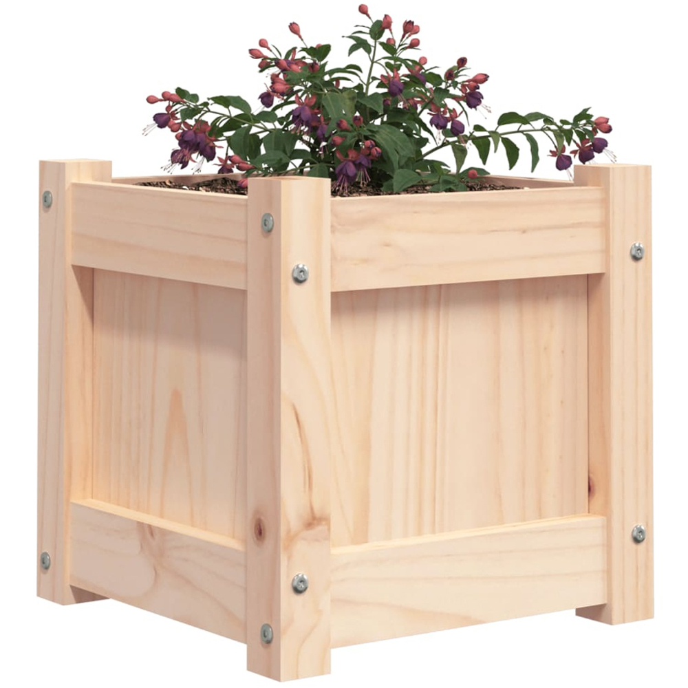 vidaXL Brown Pine Wood Garden Planter 31 x 31 x 31cm Image 3