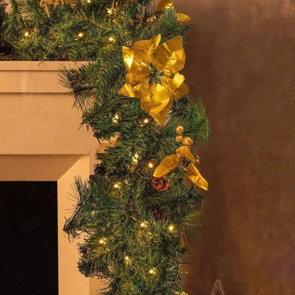 Marco Paul Artificial LED Christmas Garland with Gold Decorations 270cm Image 7