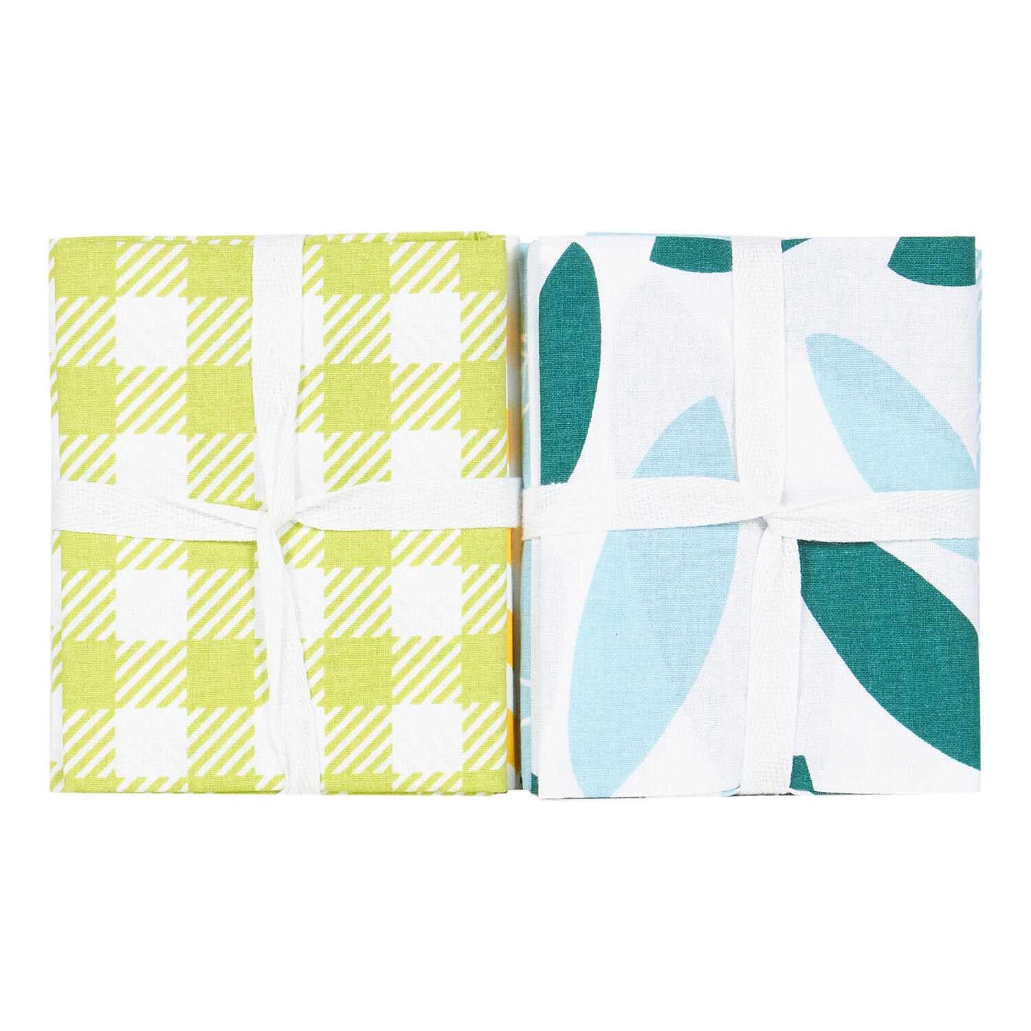 Pack of Five Fabric Fat Quarters 55cm x 45cm - Greens Image