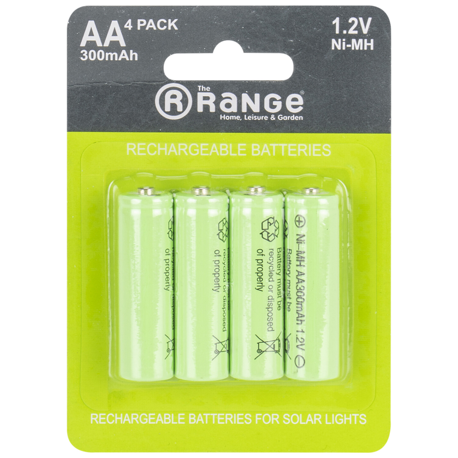 The Range AA 4 Pack Ni-MH Solar Light Rechargeable Batteries Image