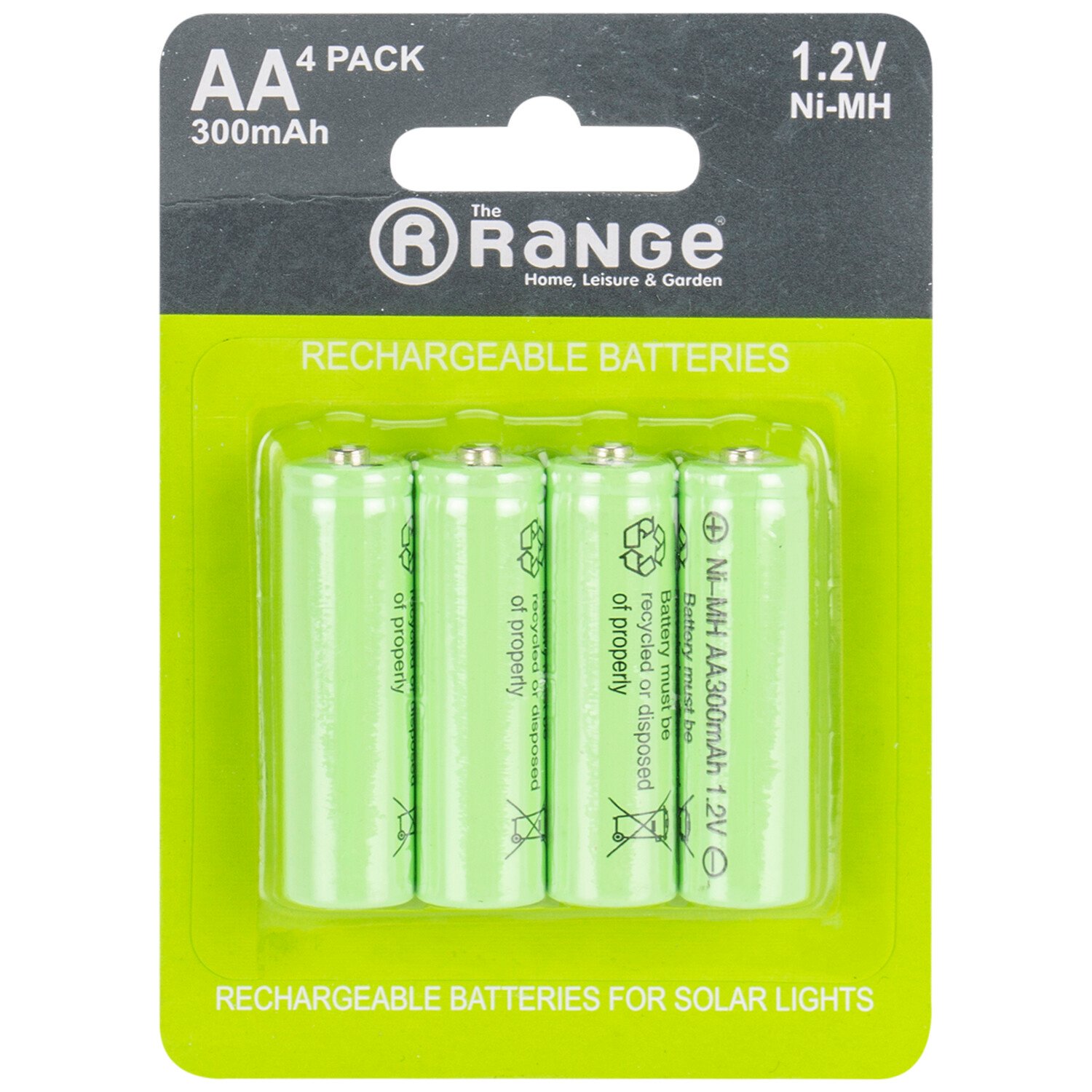 The Range AA 4 Pack Ni-MH Solar Light Rechargeable Batteries Image