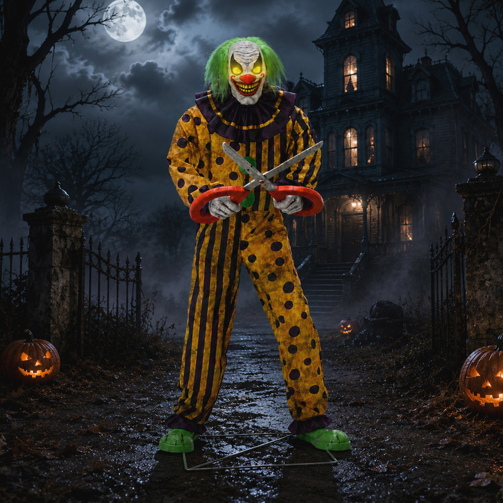 Samuel Alexander Animated Snippers The Clown Prop Halloween Decoration 6ft Image 6