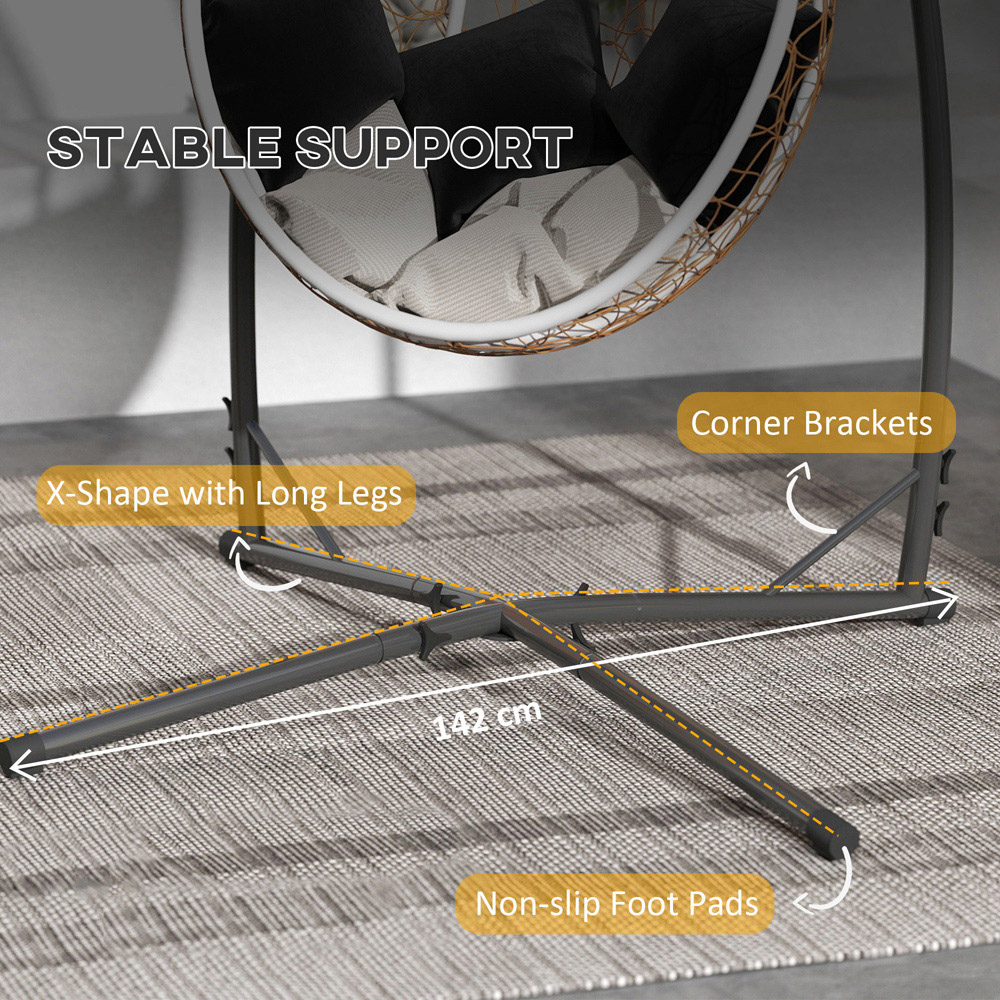 Outsunny Black Hammock Chair Stand Image 6