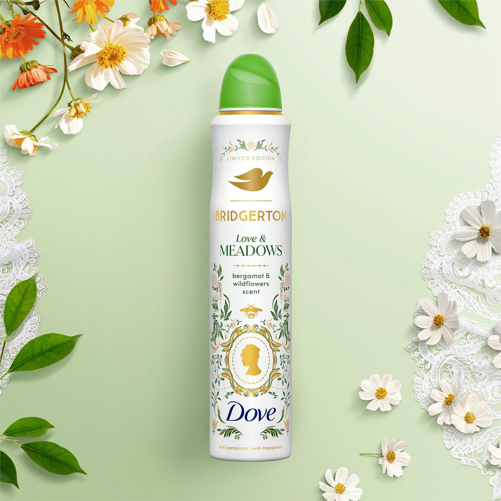 Dove Limited Edition Bridgerton Love and Meadows Aerosol Deodorant Spray 200ml 6 Pack Image 3
