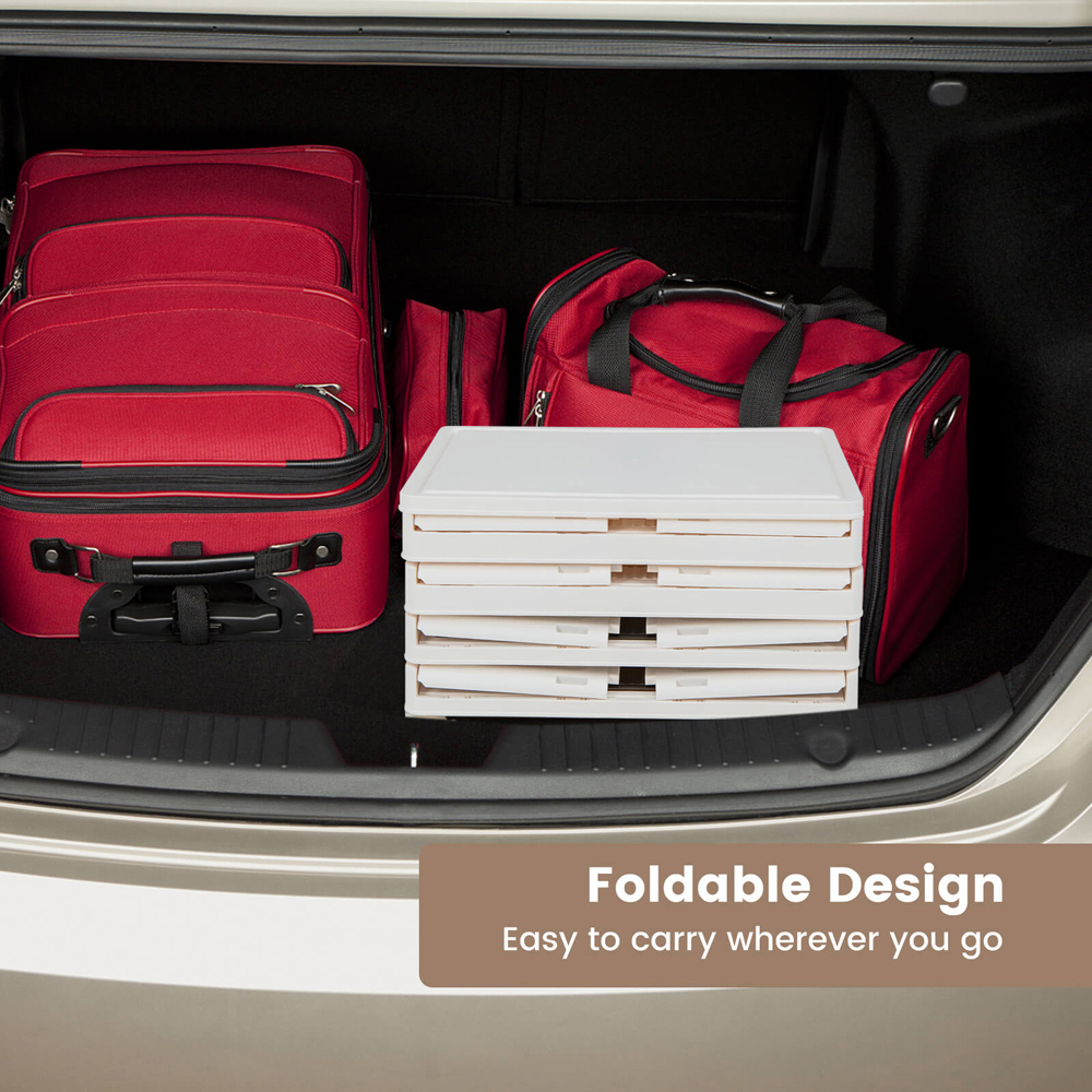 Costway 4 Flip Down Door White Stackable Shoe Storage Box with Lockable Wheels Image 7