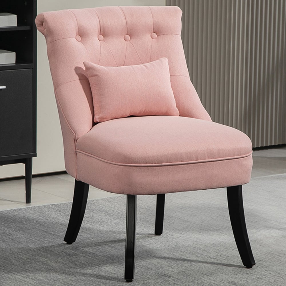 HOMCOM Pink Upholstered Fabric Tub Chair Image 1