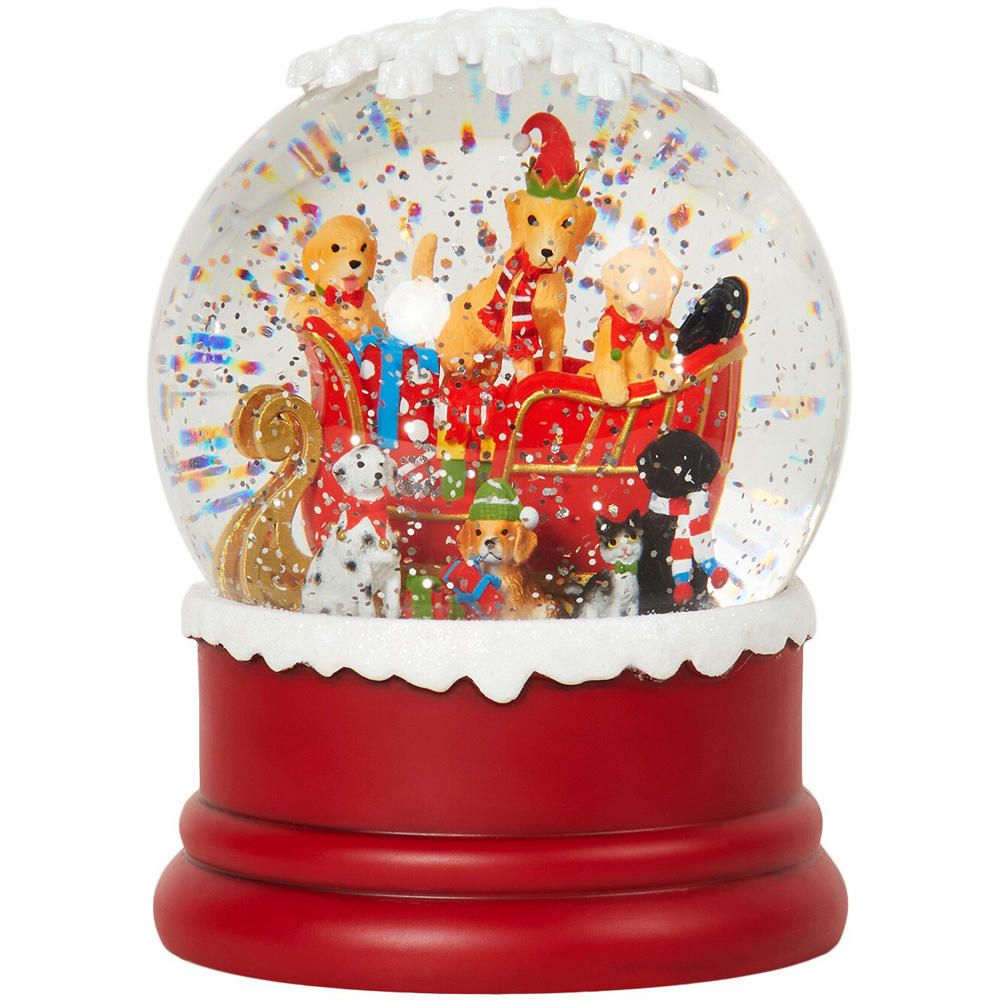 Santa Paws LED Glitter Globe - Red Image 1