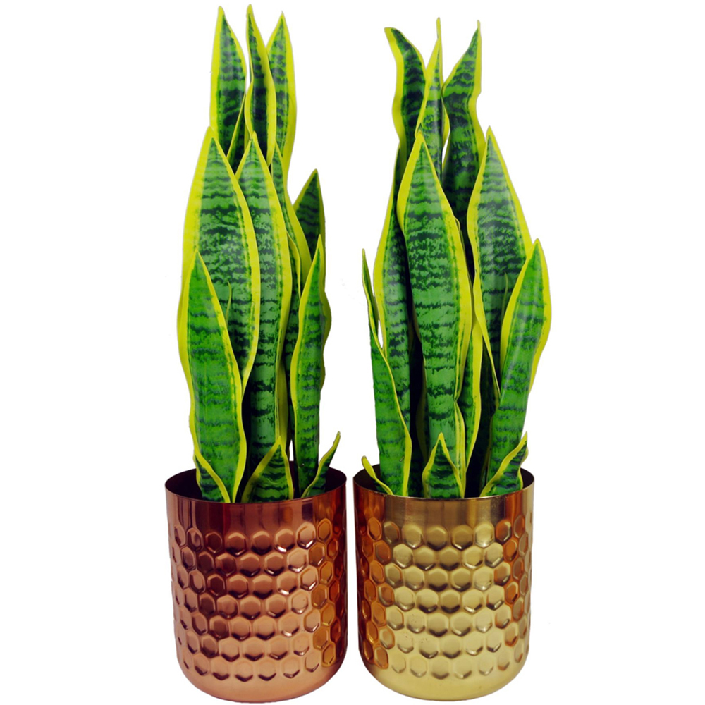 Botanik Gold Honeycomb Metal Planter 18 x 15.5cm Image 2