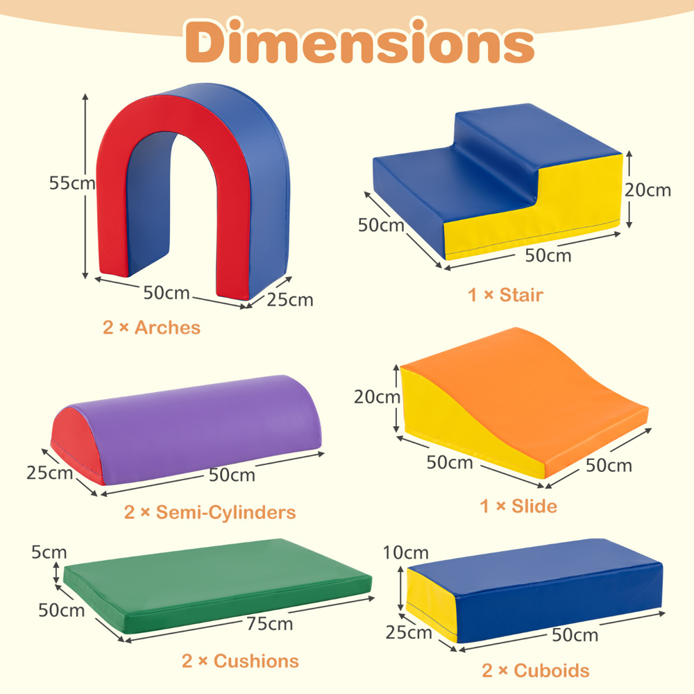 Costway Multicolour Foam Climbing Block Set 10 Piece Image 8