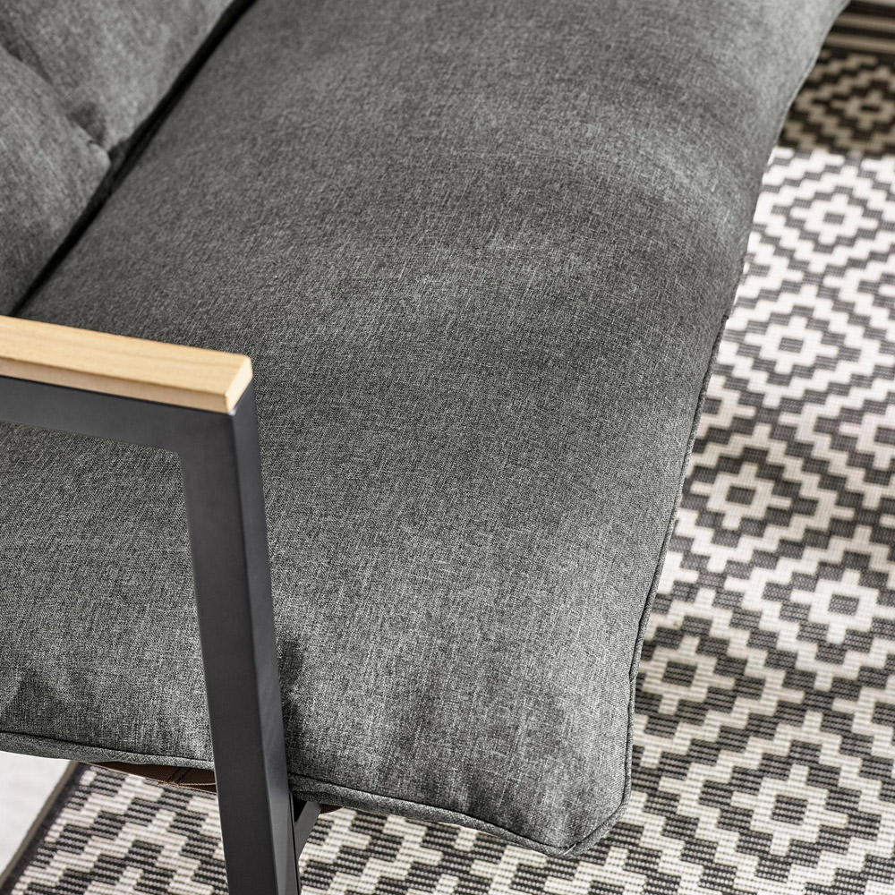 Furniturebox Piasa 6 Seater Black and Grey Outdoor Corner Sofa Set Image 3