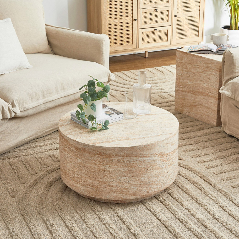 Desser Pisa Travertine Effect Round Coffee Table Image 7