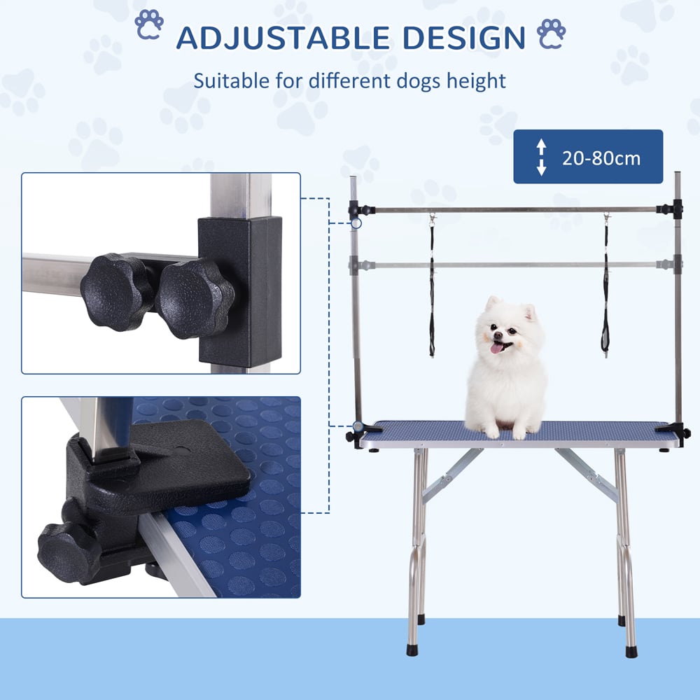 PawHut Blue Metal Adjustable Dog Grooming Table Wilko