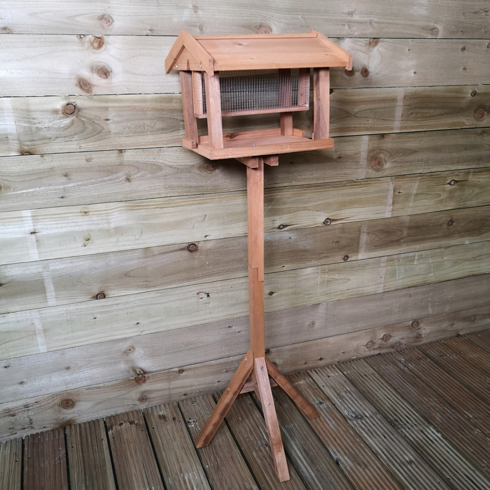 Traditional Wooden Garden Bird Seed Feeder Table Image 7