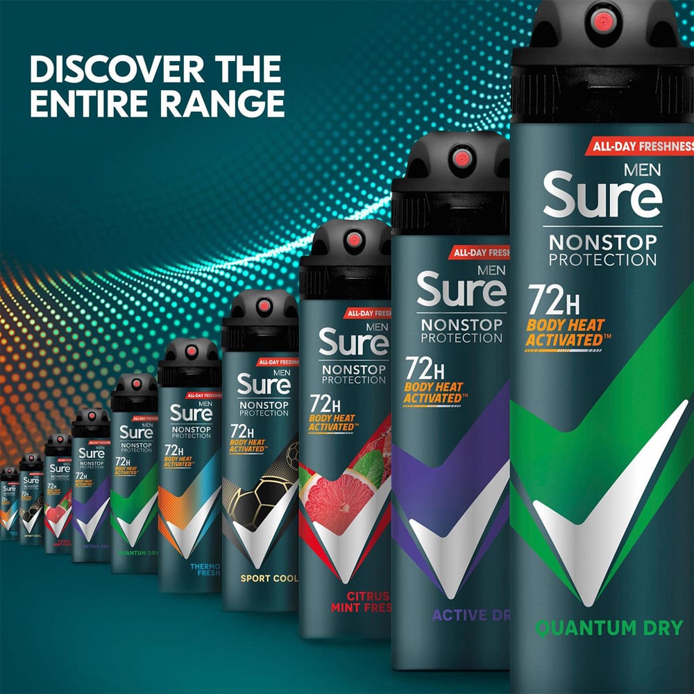 Sure Men Thermo Fresh 72H Nonstop Protection Anti-Perspirant Deodorant 250ml 24 Pack Image 4