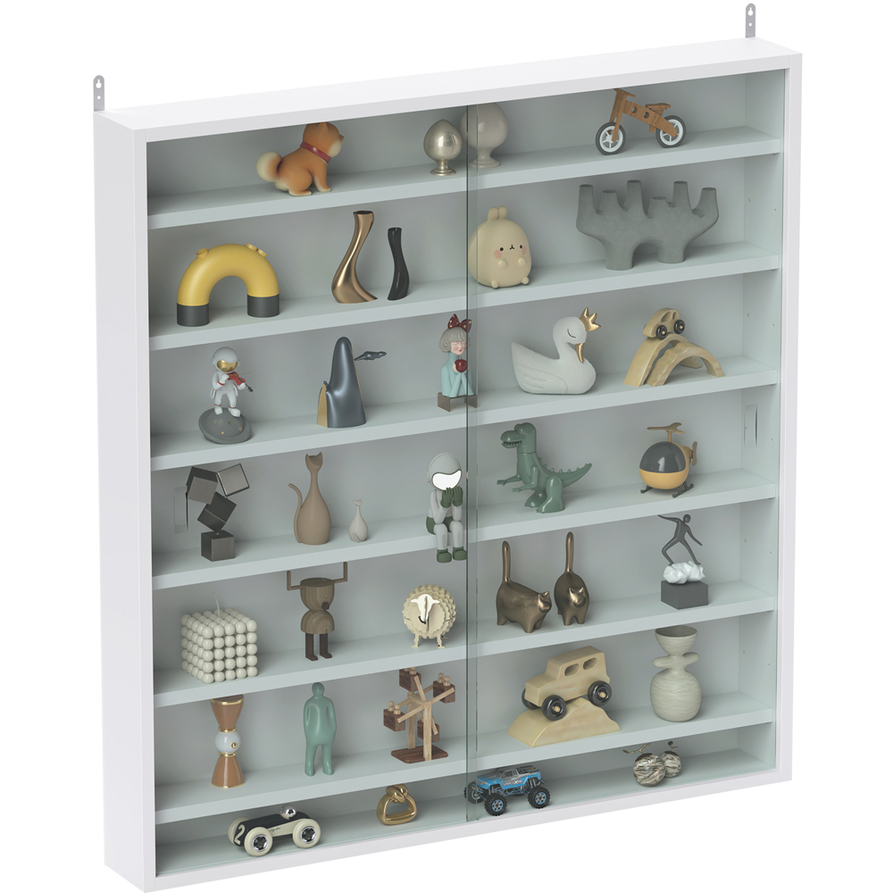 HOMCOM 7-TierWhite Wall Display Cabinet Image 2