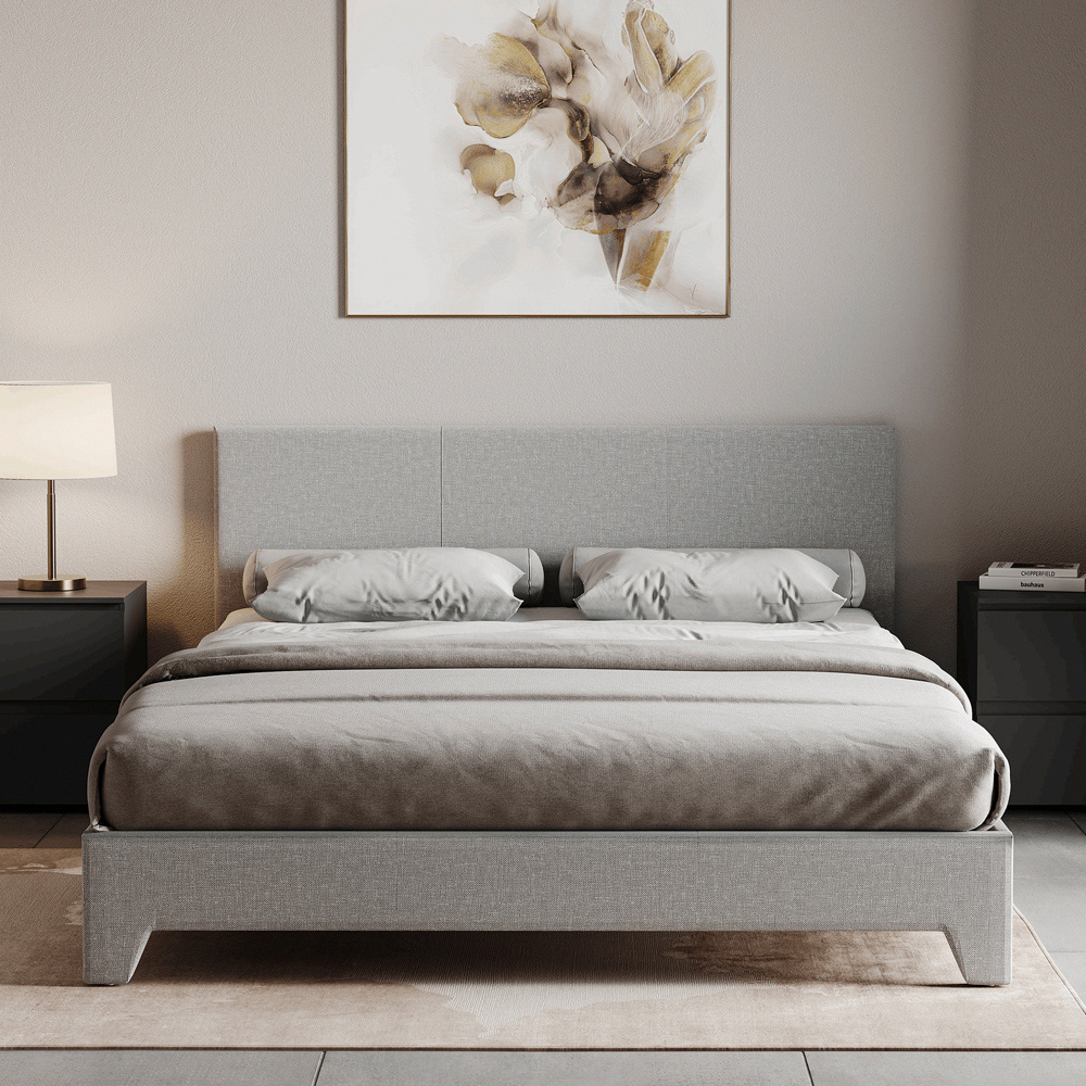 Vida Designs Victoria Double Light Grey Linen Bed Frame Image 4