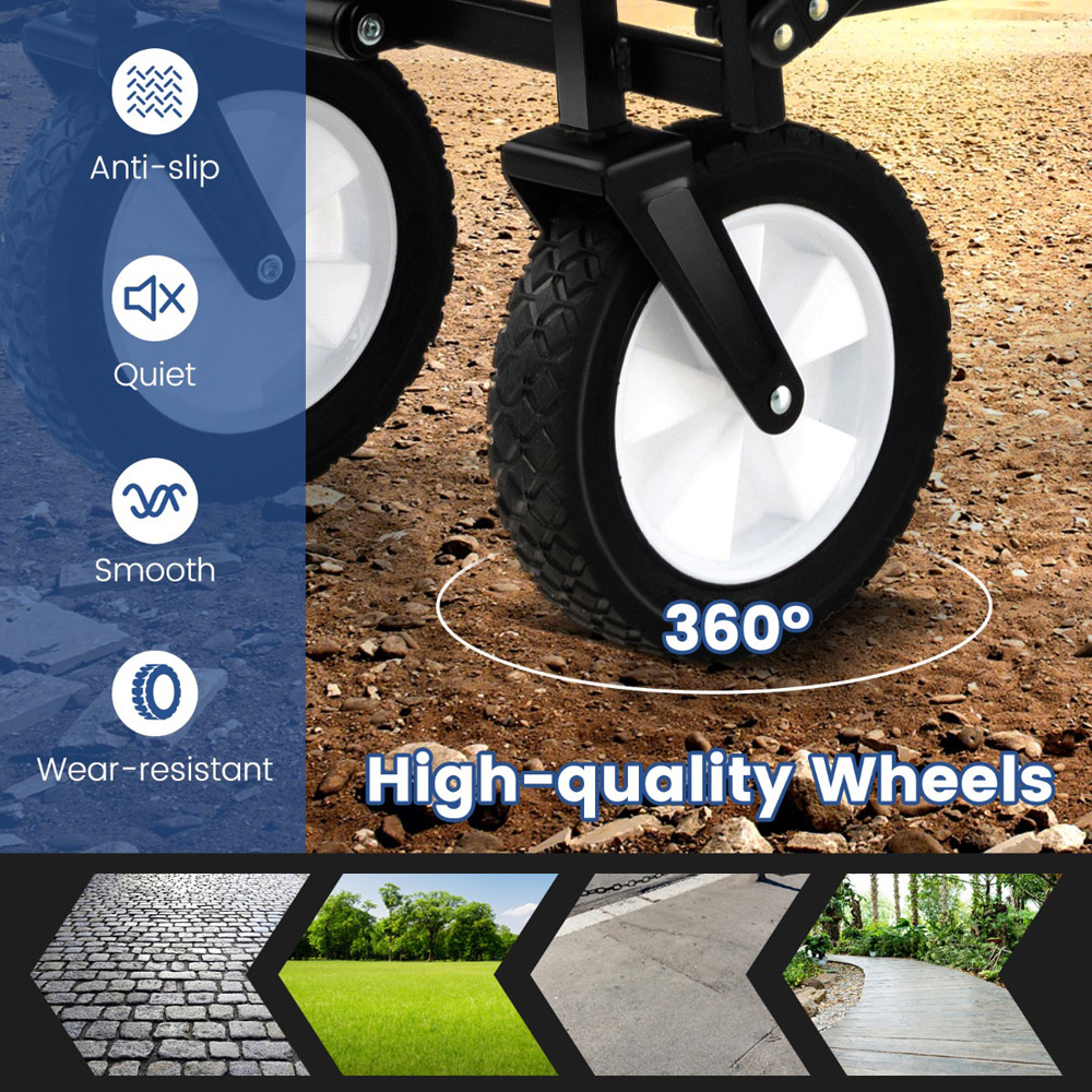 Costway Black Camping Garden Cart with Adjustable Handle Image 6