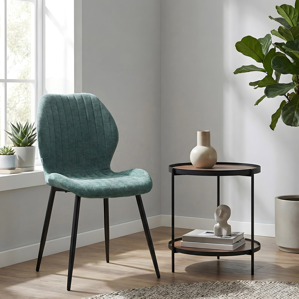 Living and Home Set of 4 Green Fabric High Back Dining Chair Image 7