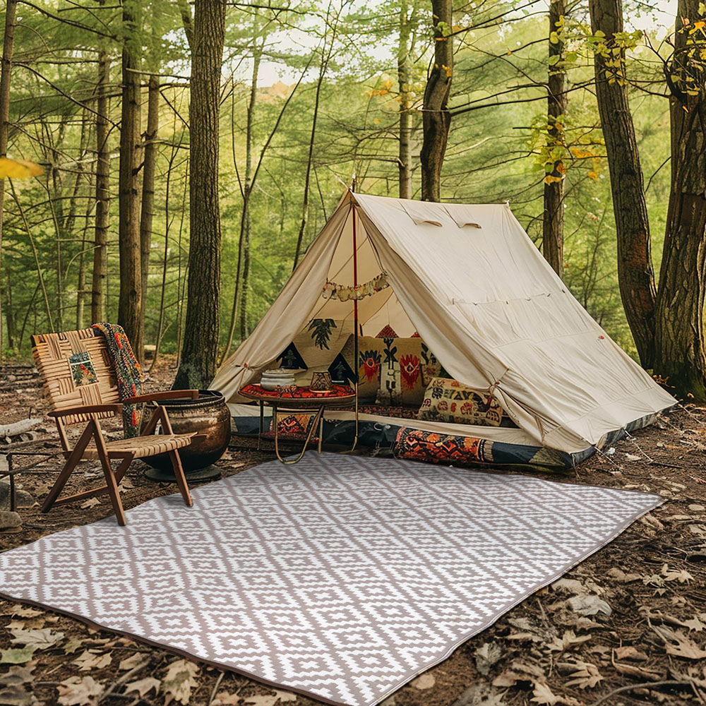 Green Decore Bliss Taupe and White Camping and Picnic Rug 270 x 360cm Image 6