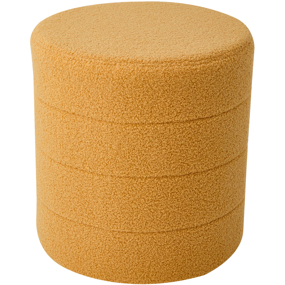 Living and Home Mustard Yellow Teddy Fleece Tub Design Round Footstool Image 2