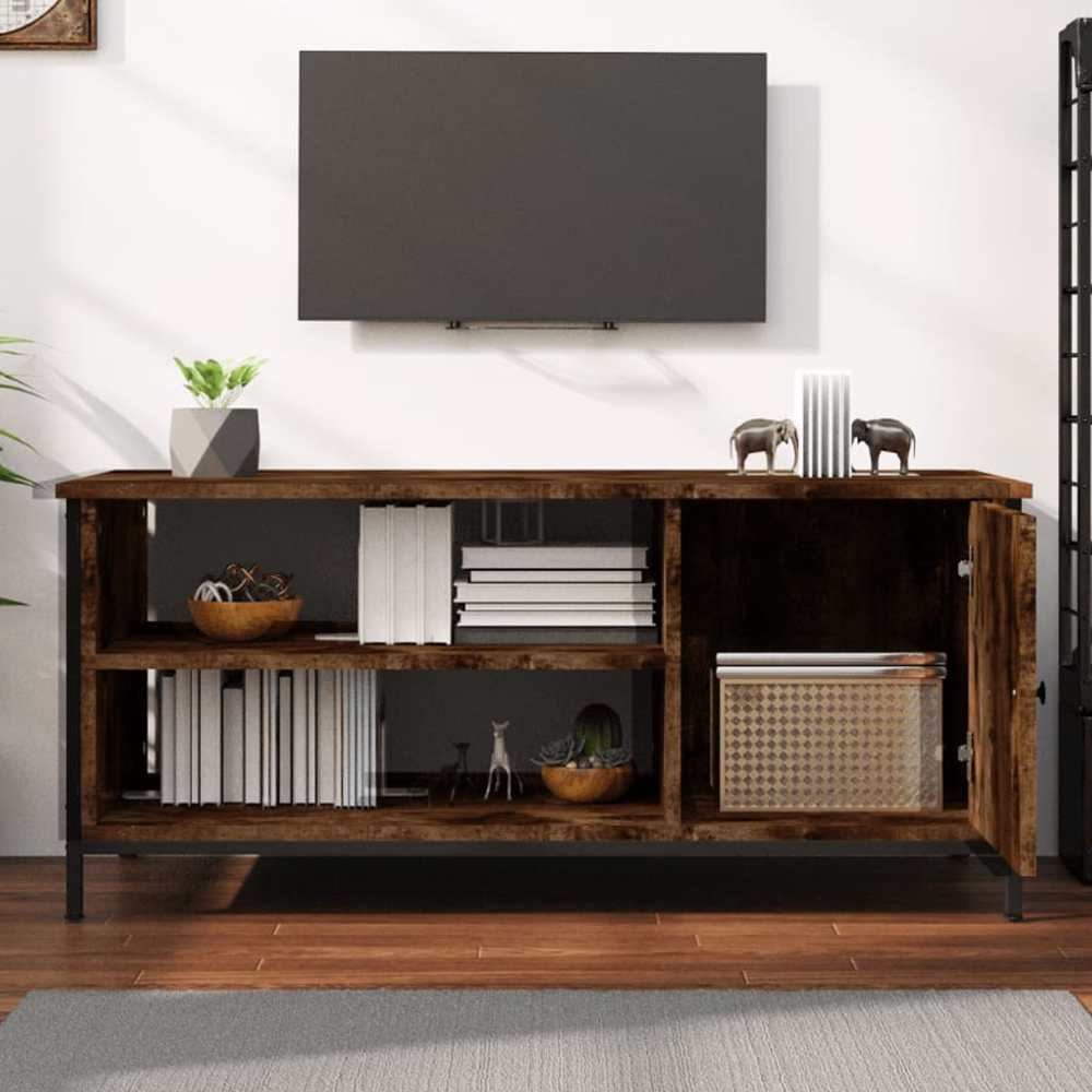 vidaXL Single Door 2 Shelf Smoked Oak TV Cabinet Image 1