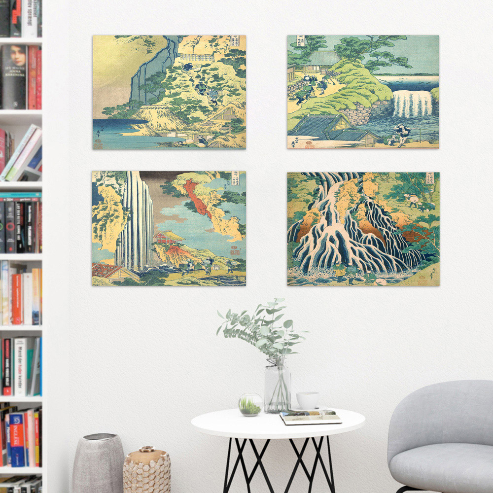 Artery8 Hokusai Tour Waterfalls Provinces Ono Wall Art Print 30 x 41cm 5 Pack Image 4