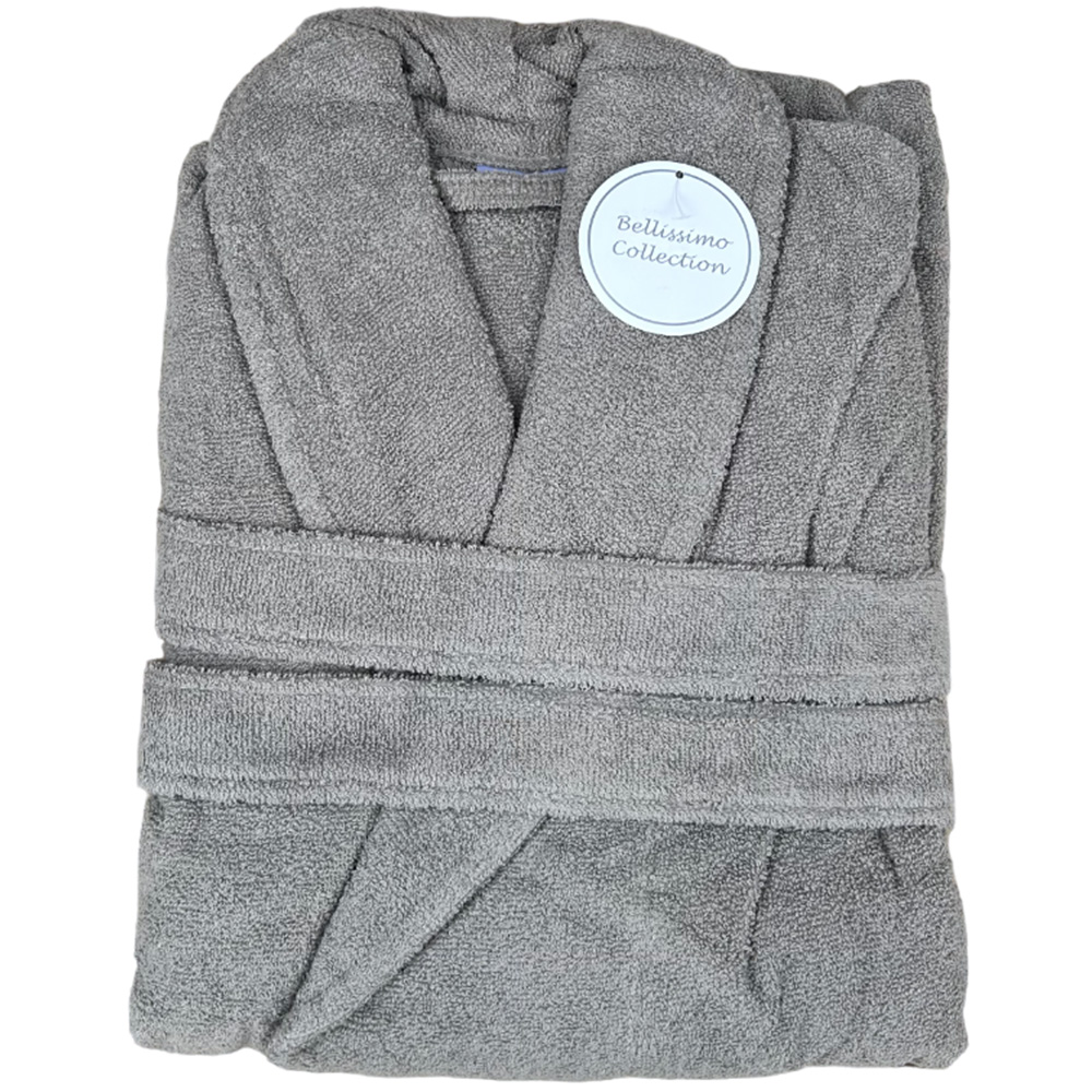 Harwoods Grey Cotton Shawl Collar Bath Robe One Size Image 1