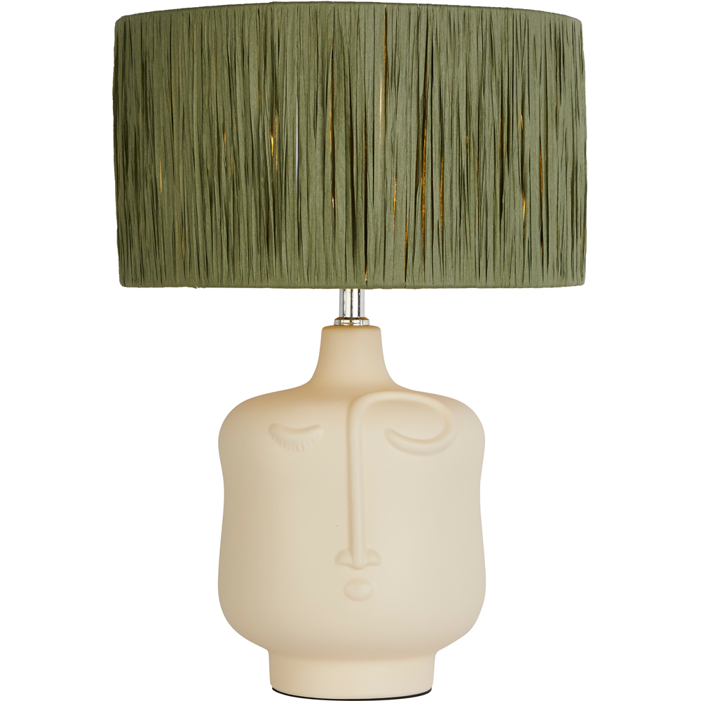Lighting Collection Castell Sage Green Raffia Shade Ceramic Table Lamp Image 3