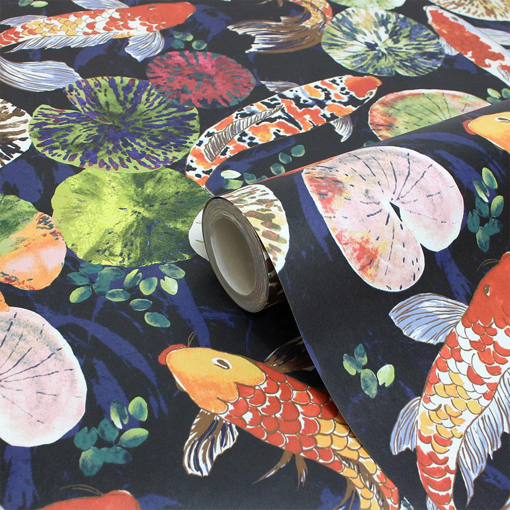 Paoletti Koi Midnight Pond Matte Wallpaper Image 2
