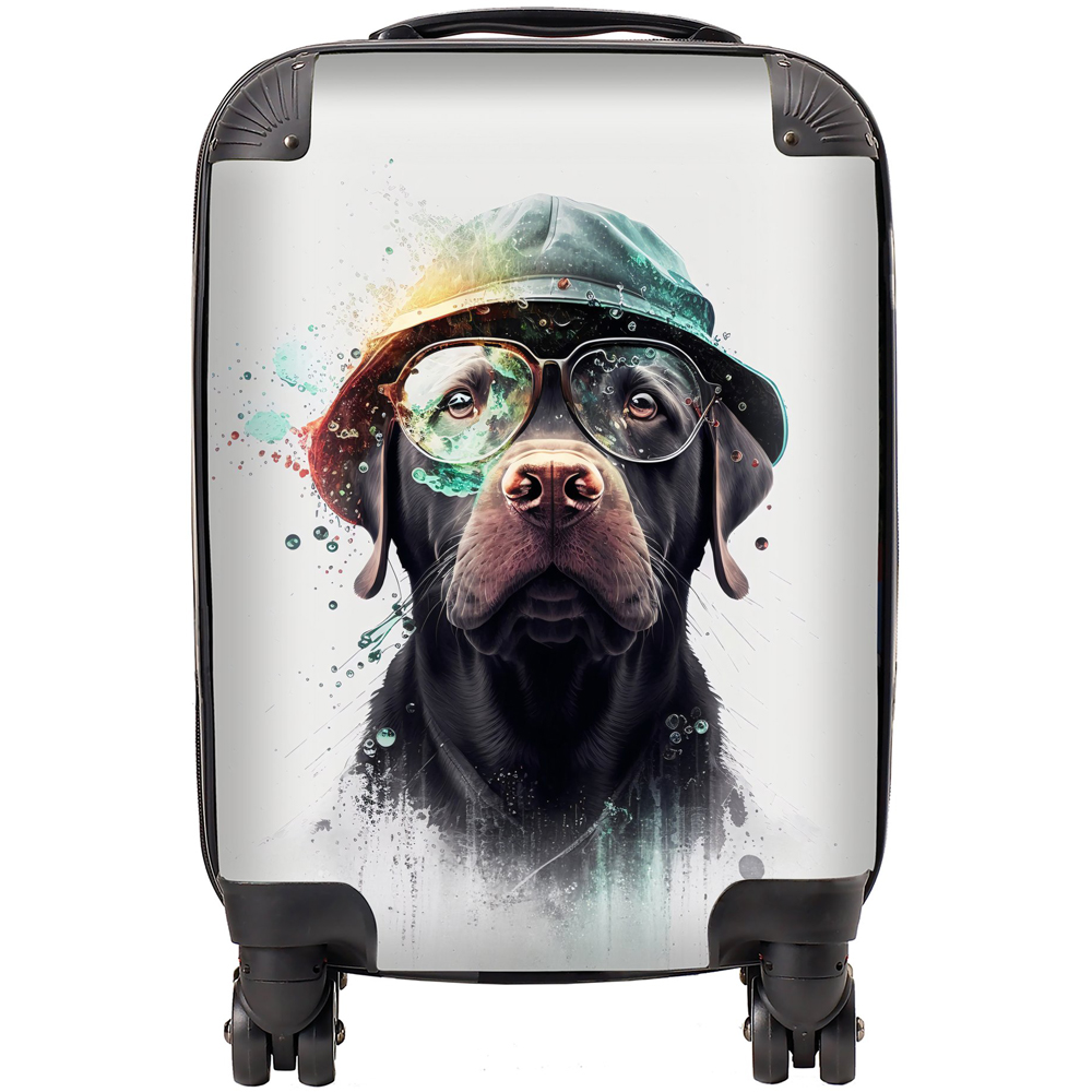 Warren Reed Designer Small Labrador Retriever Dog With Glasses Splashart Suitcase Image 1