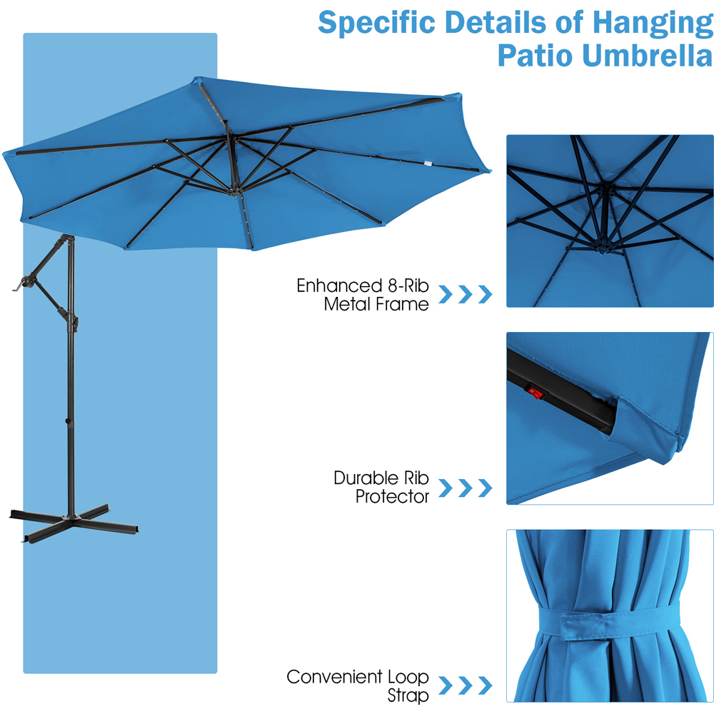 Costway Blue LED Cantilever Parasol 3m Image 7
