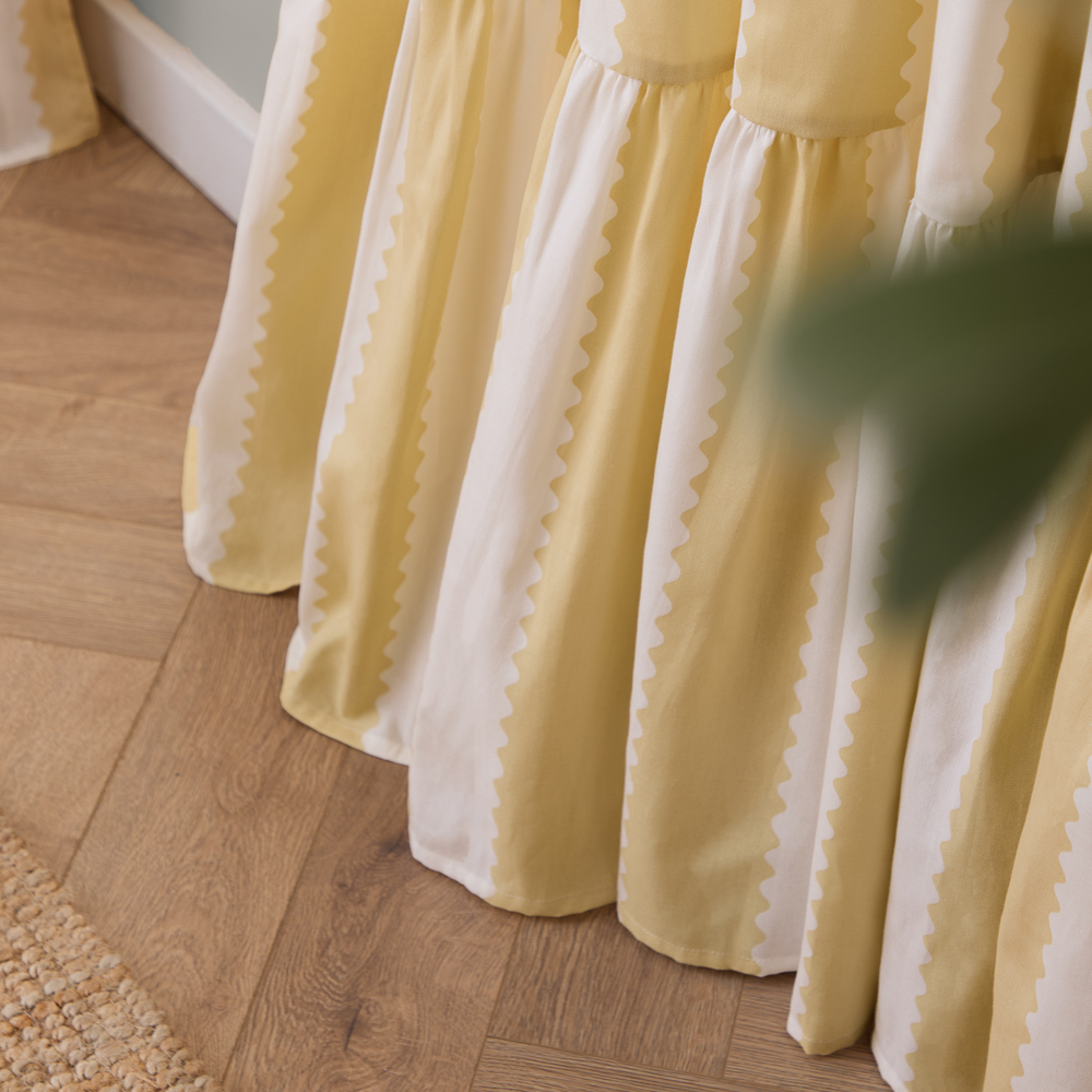 Furn Birdie Butter Yellow Stripe Cotton Fully Lined Pencil Pleat Curtains 229 x 229cm Image 4
