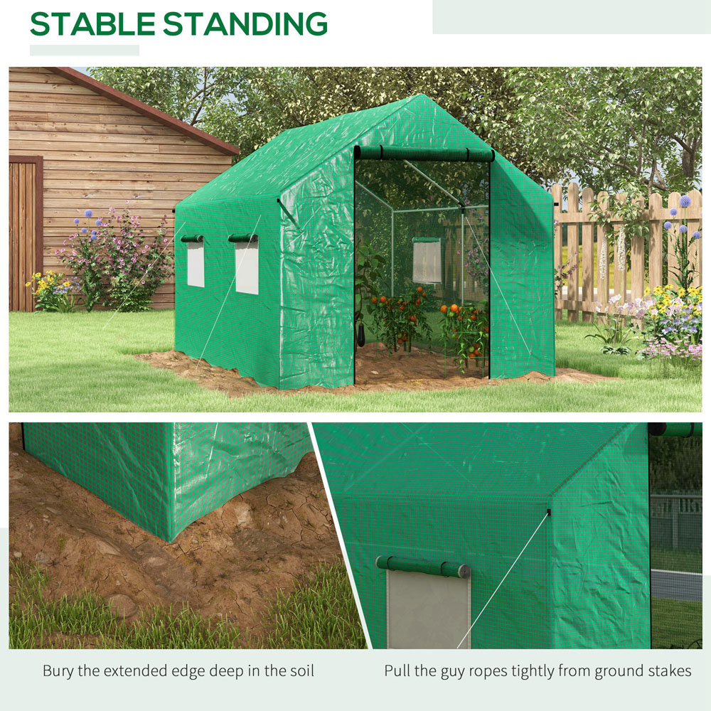 Outsunny Green Polyethylene 6.5 x 9.8ft Walk In Greenhouse Image 6