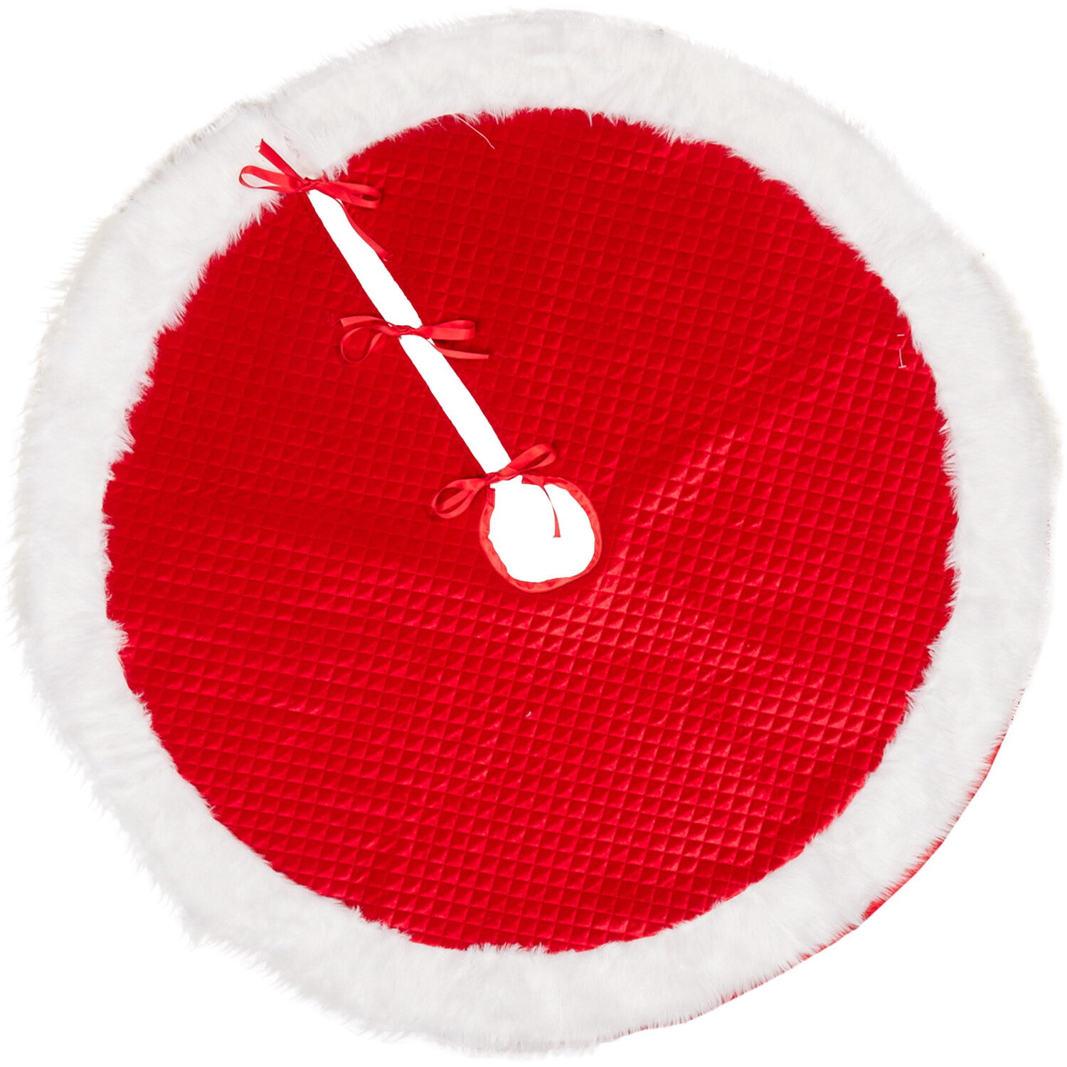 Traditional Red with White Trim Tree Skirt Image