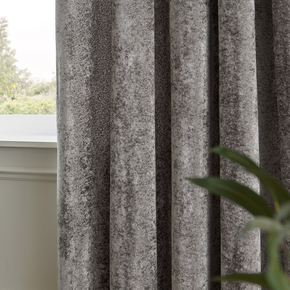Paoletti Lustre Pewter Velvet Fully Lined Eyelet Curtains 168 x 137cm Image 4