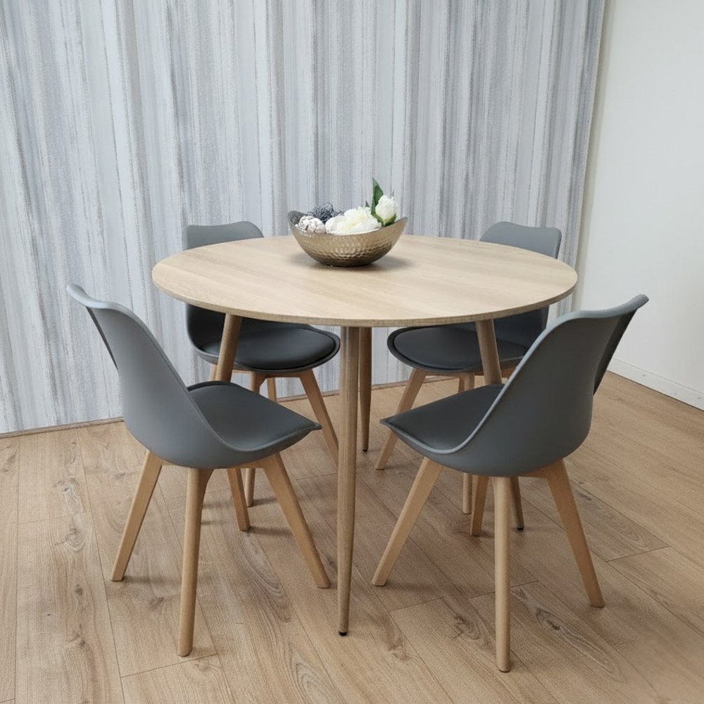 Kosy Koala 4 Seater Round Dining Set Grey Image 7