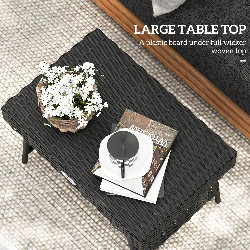 Outsunny Black Rattan Steel Frame Foldable Outdoor Coffee Table Image 8