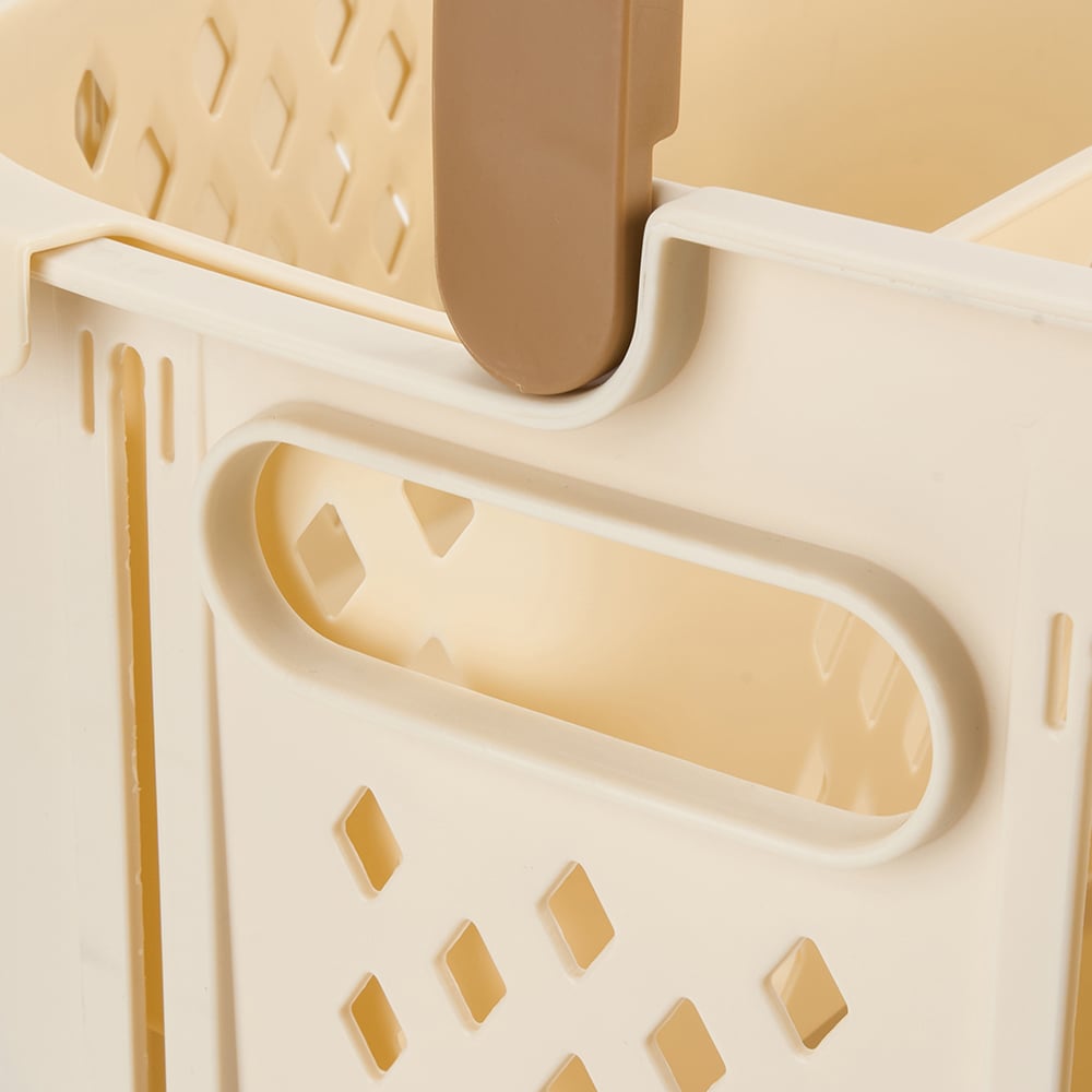 Living and Home Creamy White Large Freestanding Collapsible Portable Laundry Basket Image 6