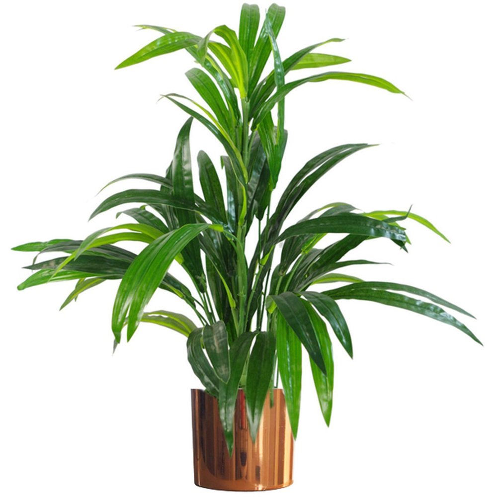 Leaf Artificial Bamboo Shrub Plant in Copper Metal Planter 2.13ft Image 1