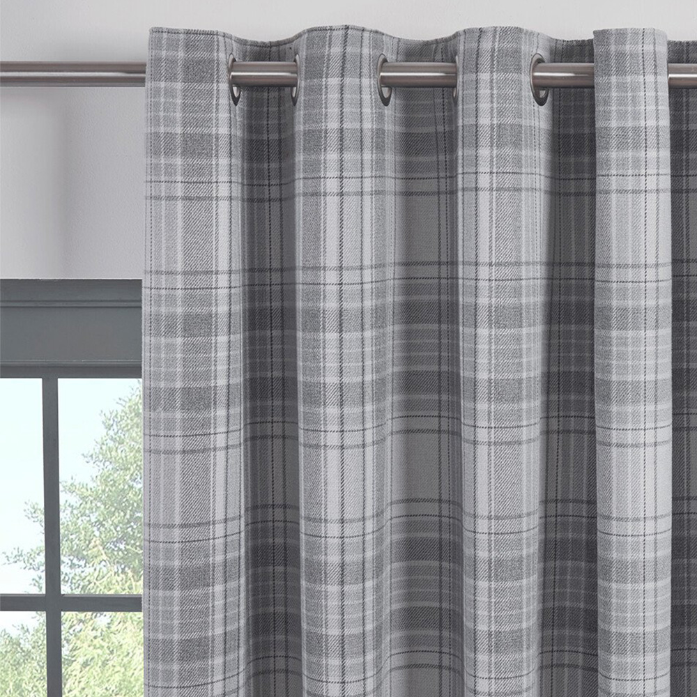 Divante Hatfield Grey Check Blackout Curtains 183 x 168cm Image 5