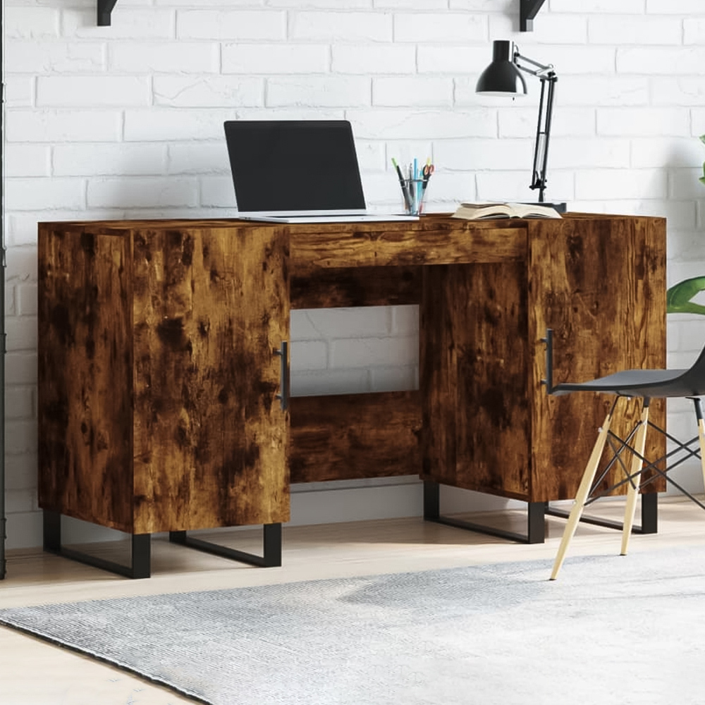 vidaXL 2 Door Modern Desk Smoked Oak Image 1