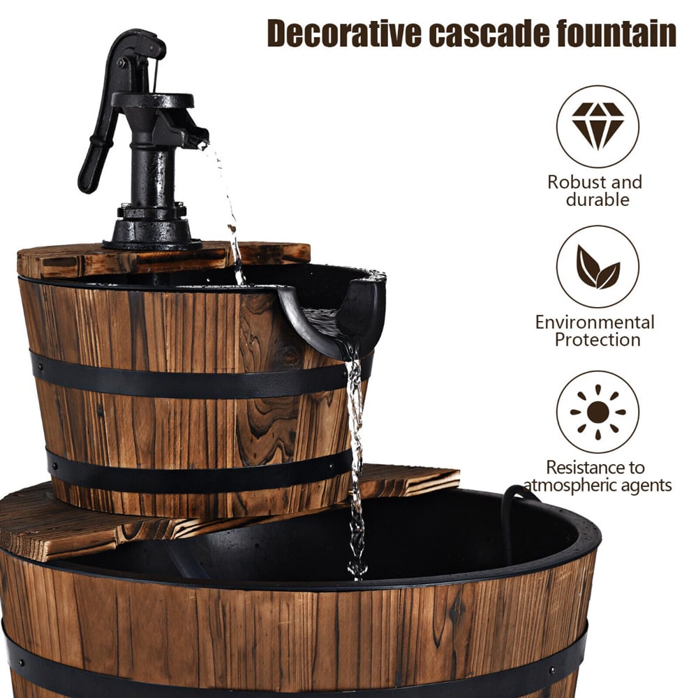 Costway Wooden Water Pump Fountain Image 5