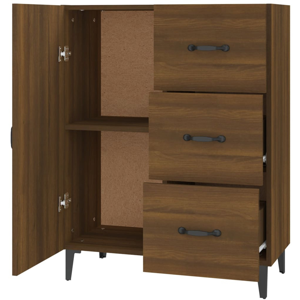 vidaXL Single Door 3 Drawer Brown Oak Sideboard Image 7