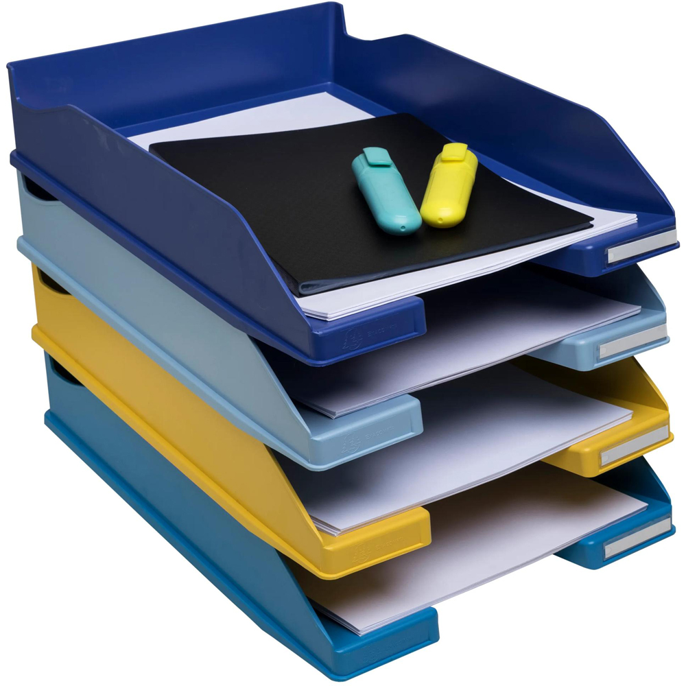 Exacompta Bee Blue Multicolour Letter Tray 4 Pack Image 4
