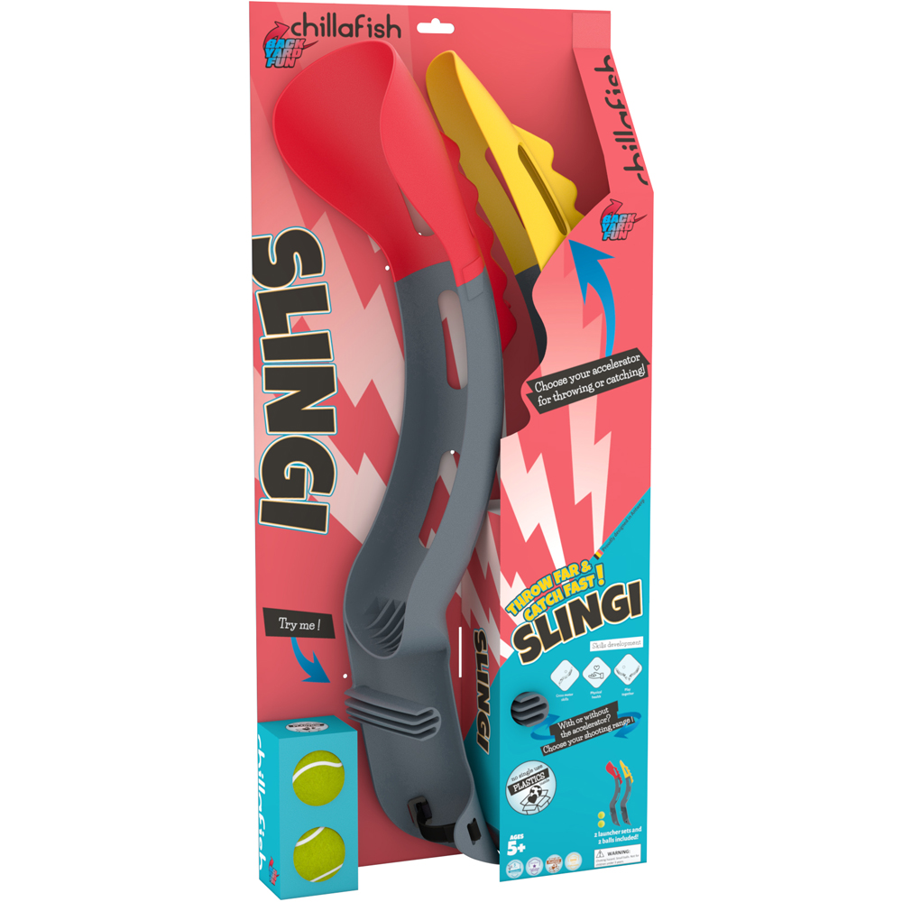 Chillafish Slingi Yellow Red and Anthracite Launch and Catch Backyard Game Set Image 2