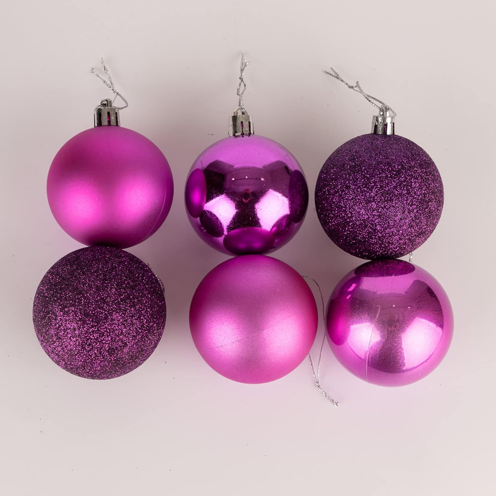 Shatchi 6cm Purple Shatterproof Christmas Bauble 18 Pack Image 5