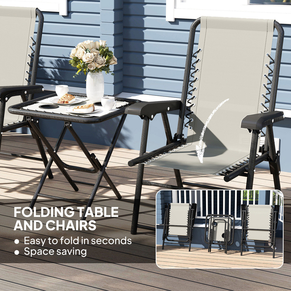 Outsunny 2 Seater Foldable Garden Bistro Set with Cup Holders Dark Grey Image 5