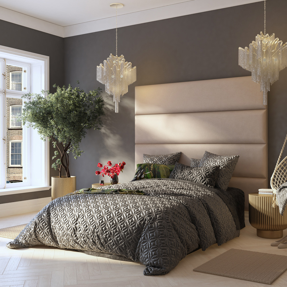 Aspire Furniture Llewelyn-Bowen Luxury Off White Eire Linen Wall Mounted Headboard 45cm Image 7