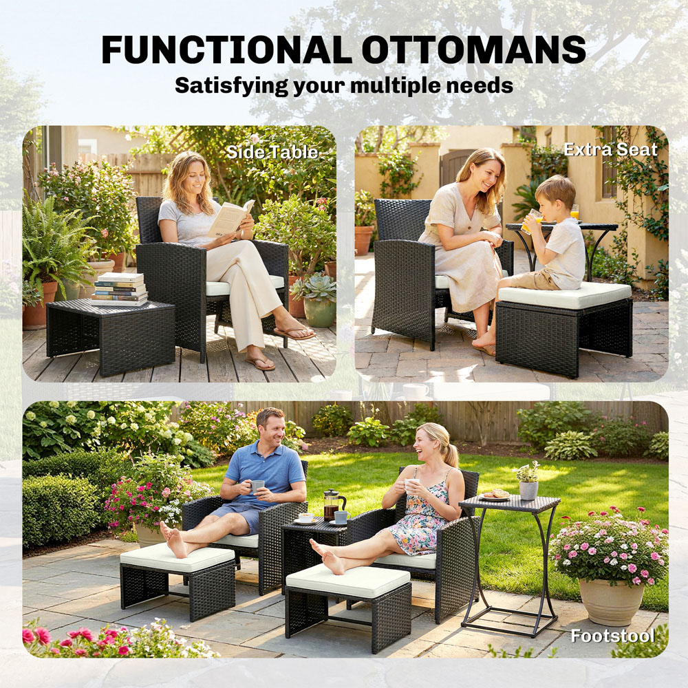 Outsunny 2 Seater Black Rattan Garden Sofa Set Image 6